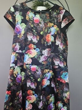 Chetta B Black Floral Fit & Flare Dress
